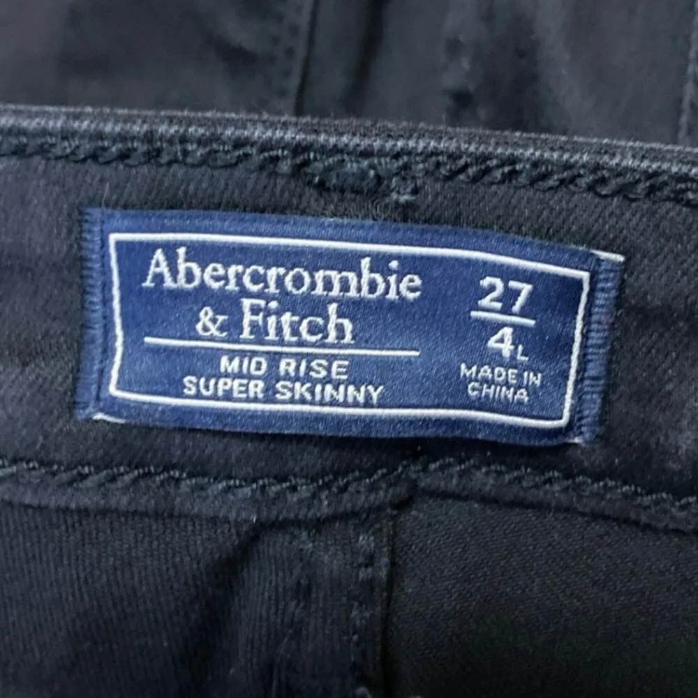 Abercrombie & Fitch Womens Black High Rise Super Skinny Denim Jeans Pants Size 4 - Image 4