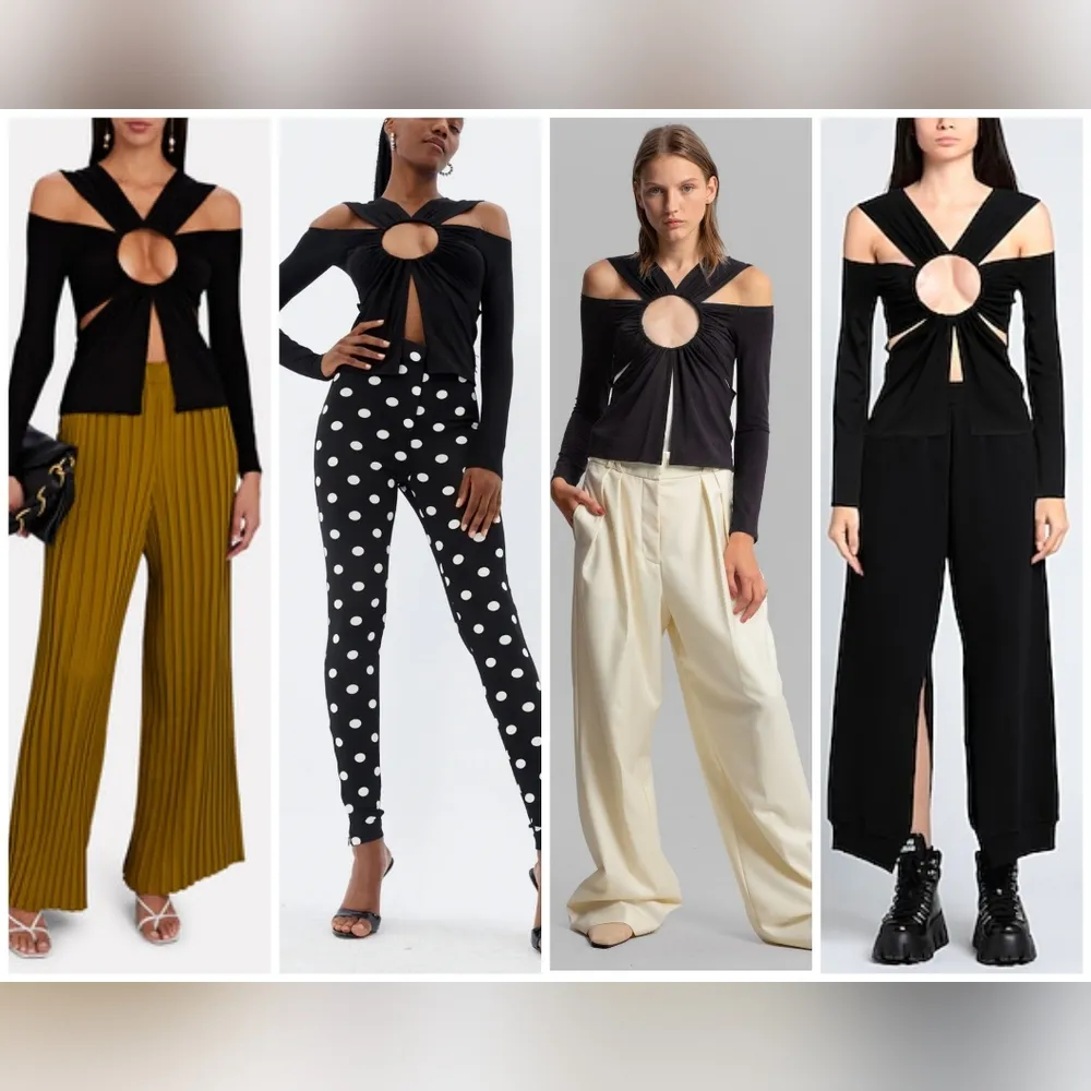 Sid Neigum Ring Cut Out Black Top Size M - Image 9