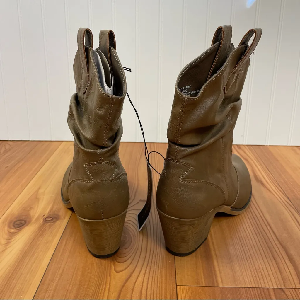 Charles Albert Pull On Brown Mocha Slouch Ankle Cowgirl Cowboy Boots New size 11 - Image 3