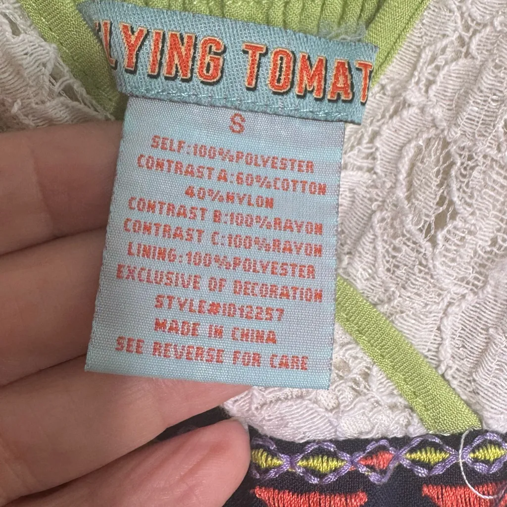 FLYING TOMATO Blue White Green Tie Dye Maxi Dress Size Small Sleeveless Boho - Image 9