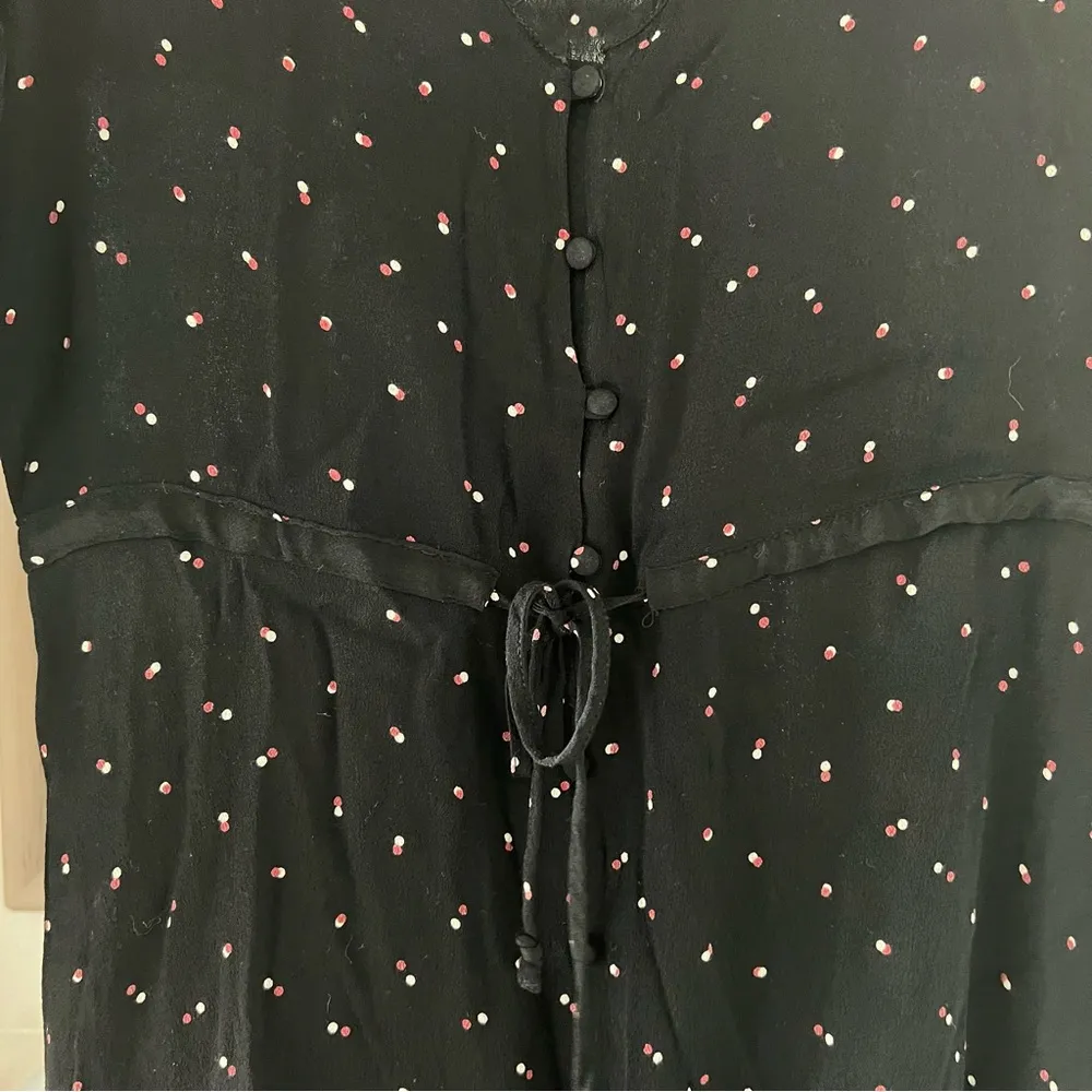 Rails Jade Offset Dot Dress Button Front Tiered Long Sleeve Size XS Retail $228 - Image 7