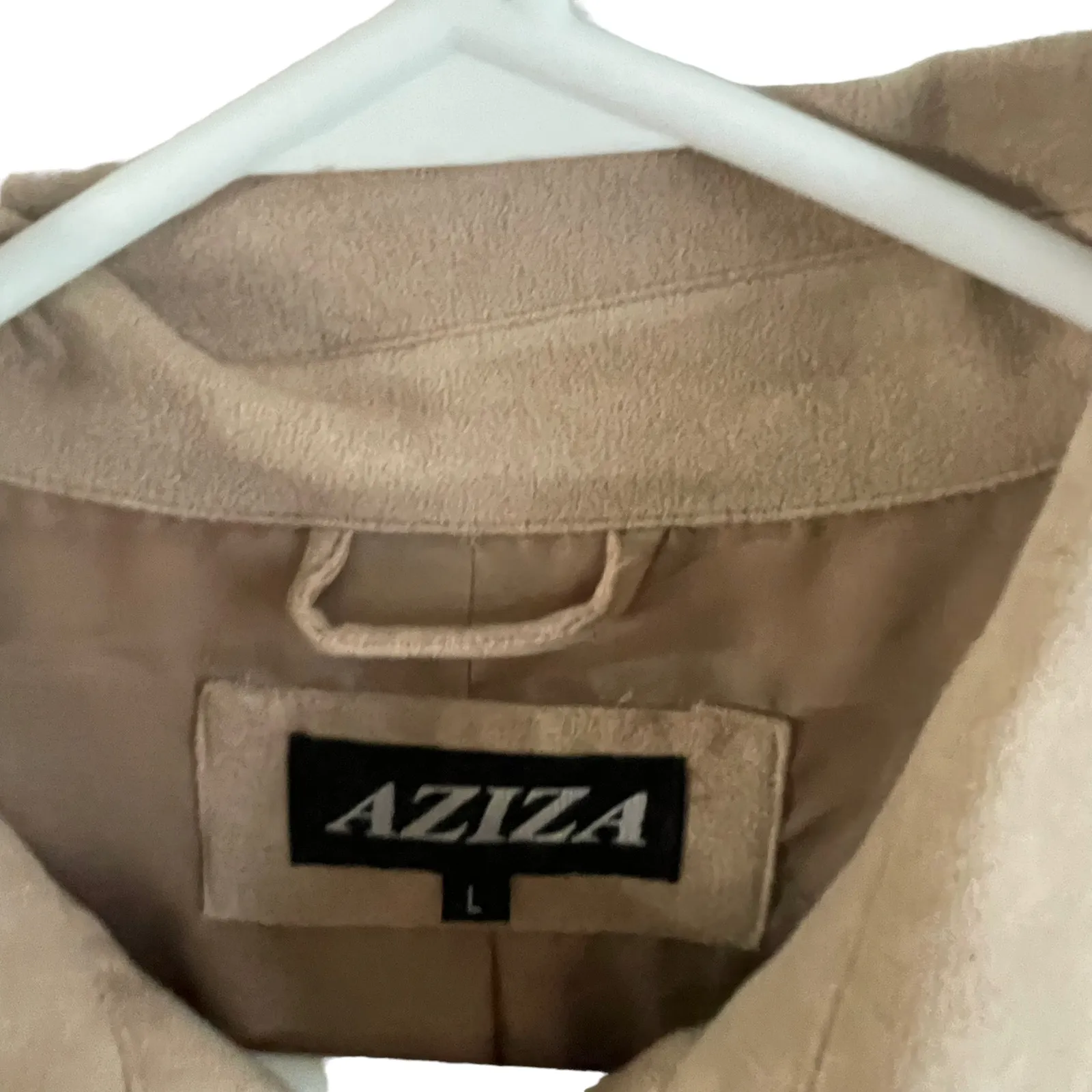 Aziza Vintage Size Large Faux Suede Tan Shacket‎ Button Up Jacket - Image 5