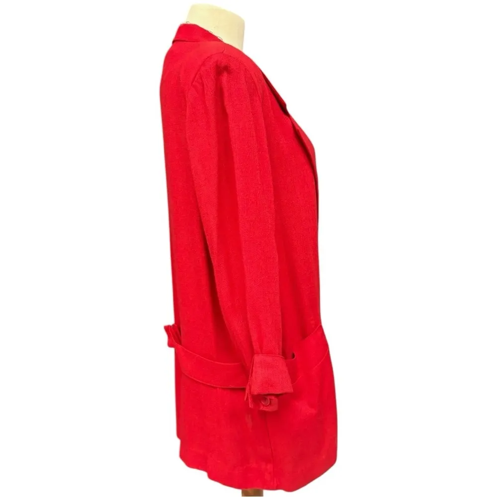 Vintage Red Lightweight Rayon Blazer, Size 10, 90s Casual Retro Blazer Holliday - Image 4