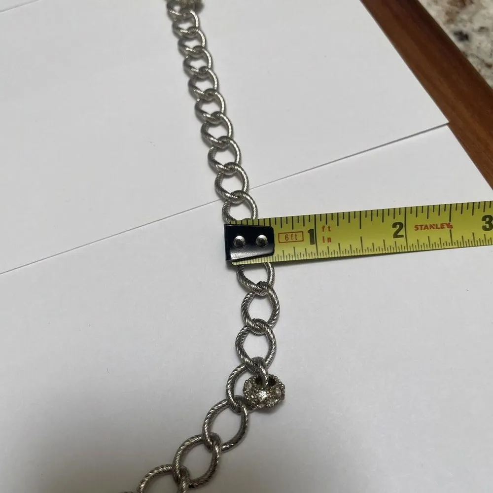 Ann Taylor LOFT Silver Tone Chain Necklace Rhinestone - Image 12