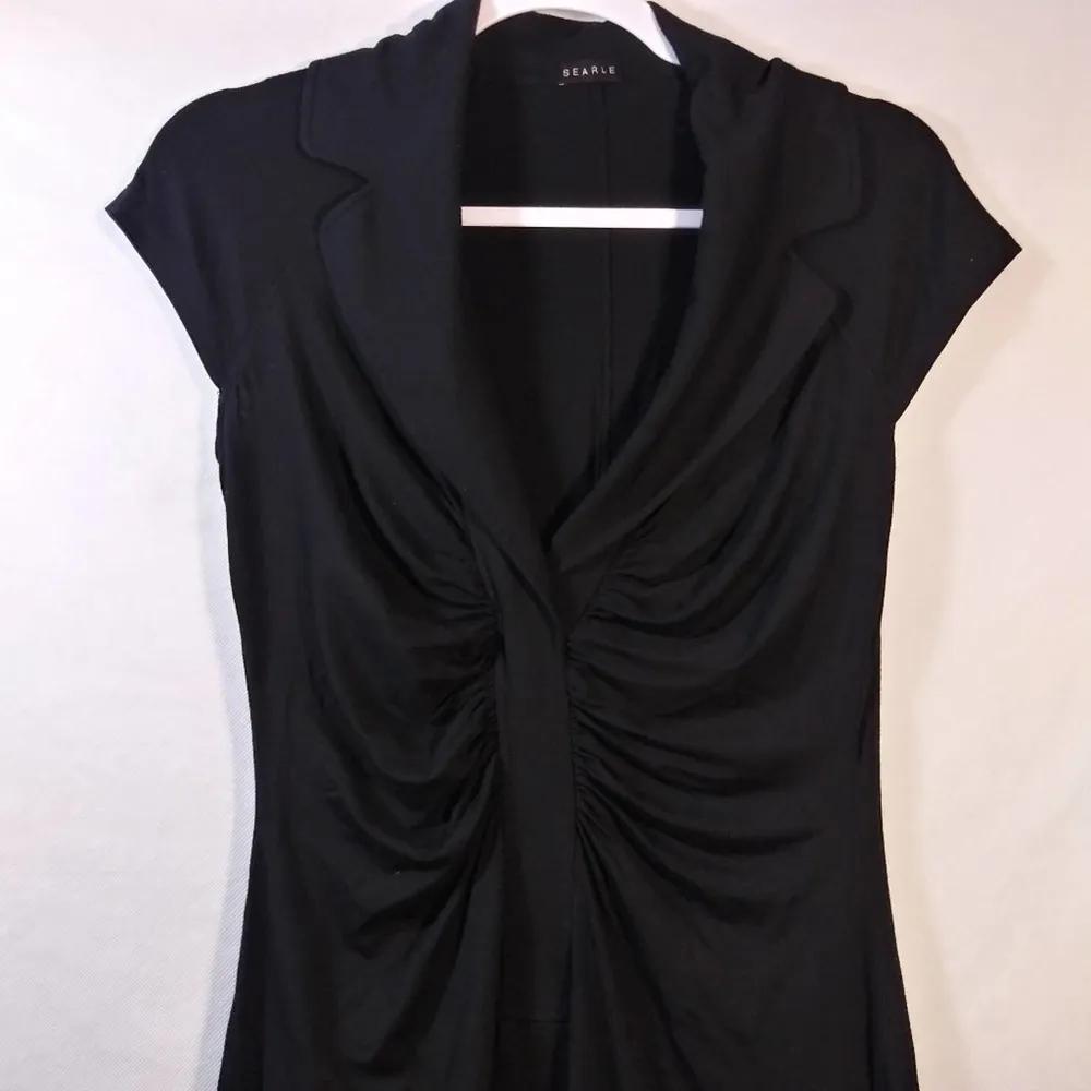Searle Black Stretch Cap Sleeve Fitted Dress Size 6 - Image 3
