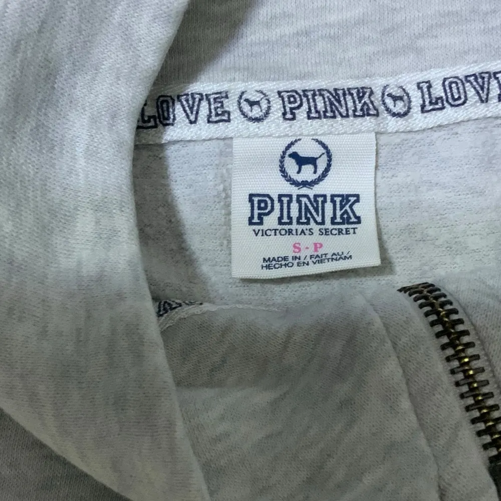 Pink Victoria’s Secret Half Zip Pullover Sweatshirt Top Streetwear Gray Small - Image 5