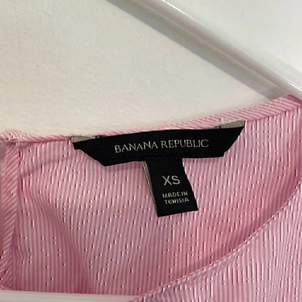 BANANA REPUBLIC Pink White Striped Long Sleeve Bell Sleeve Preppy Cotton Blouse - Image 3