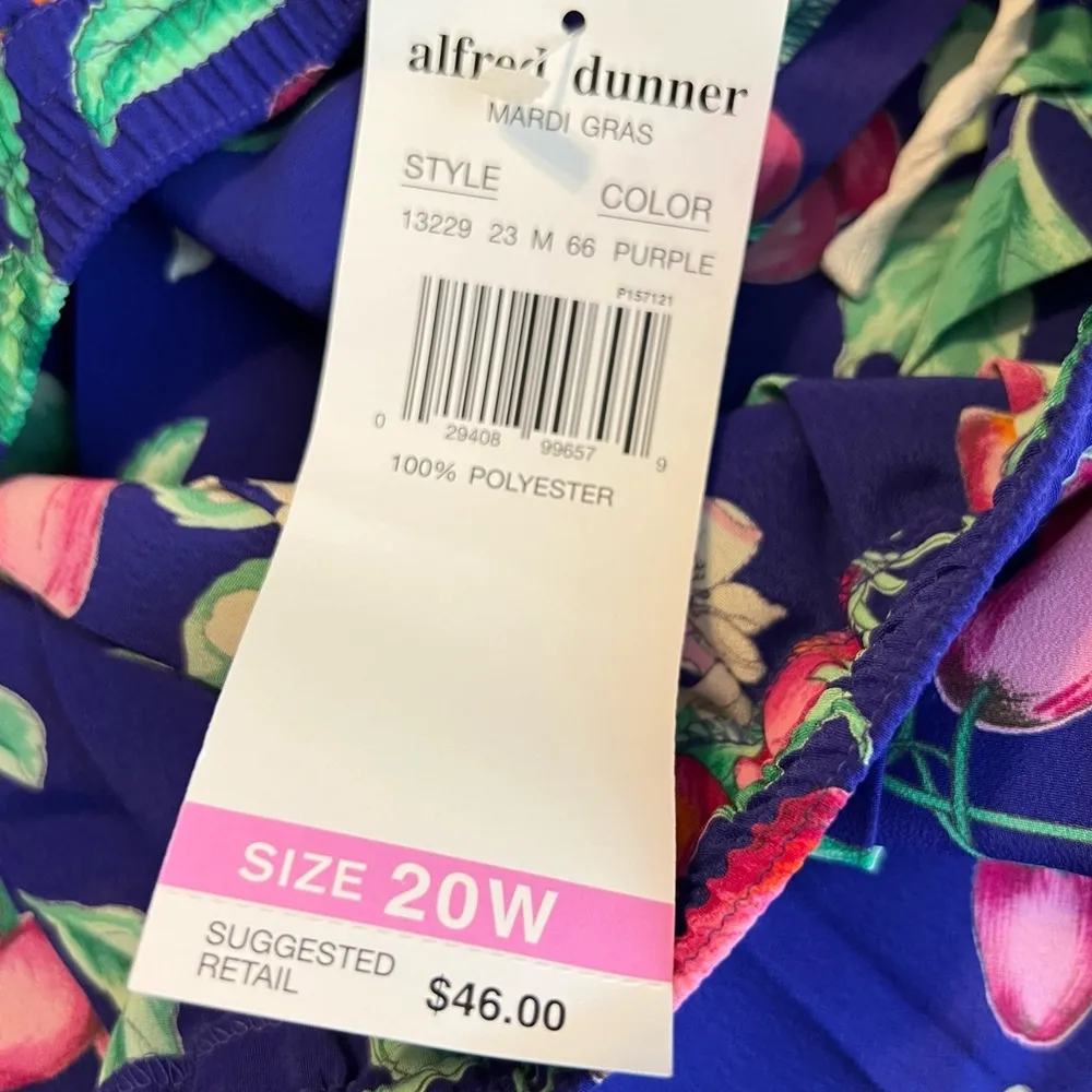 Vintage Alfred Dunner Madi Gras Purple Pleated Skirt Women’s Size 20W Floral - Image 7