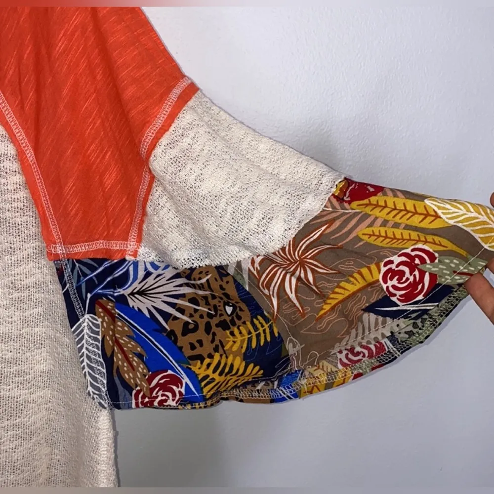 Easel Los Angeles cream boho oversized flutter sleeve top size medium - Image 2