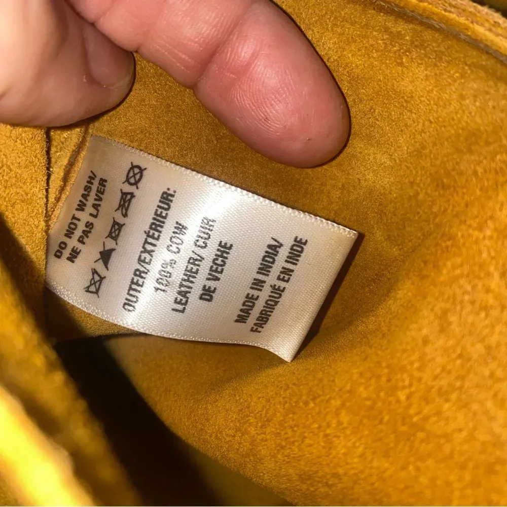 Free people genuine suede leather envelope style bag adjustable strap yellow - Image 10