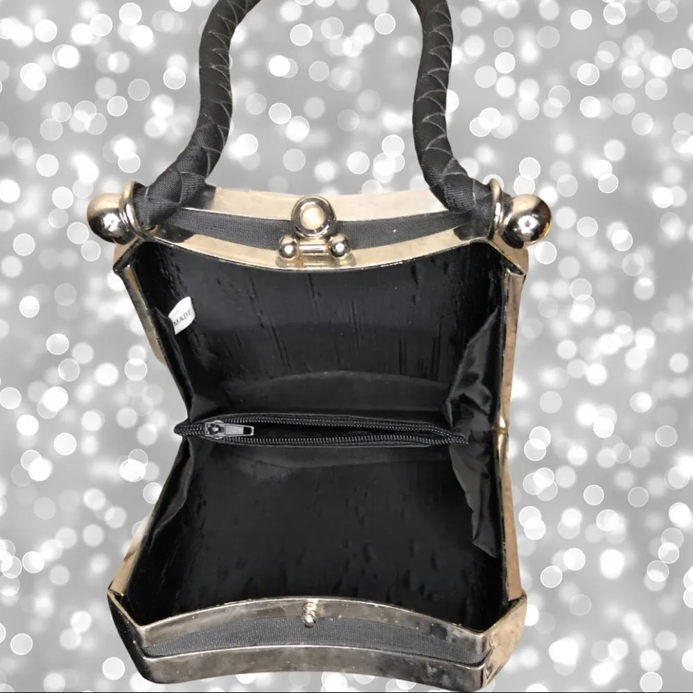Vintage black metal purse with silver hardware! Black - Image 6