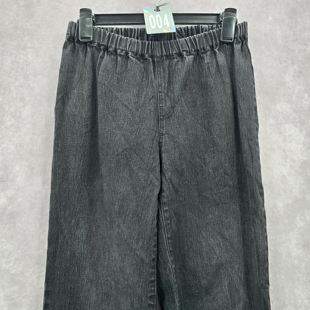 Diane Gilman Black Pull On Straight Classic‎ Elastic Denim Pants Jean M Medium - Image 3