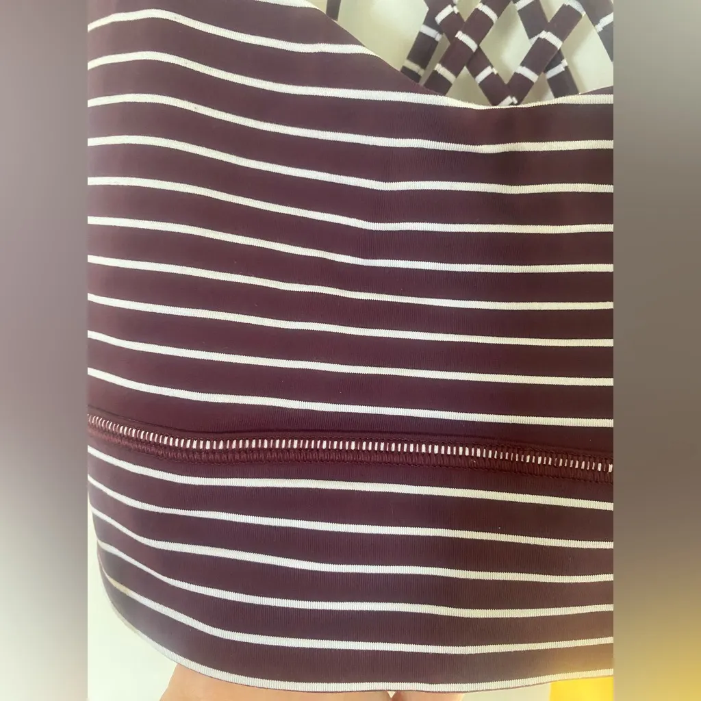 Lululemon Free to Be Bra Wild Long Line Luxtreme Parallel Stripe Adobe and White - Image 7