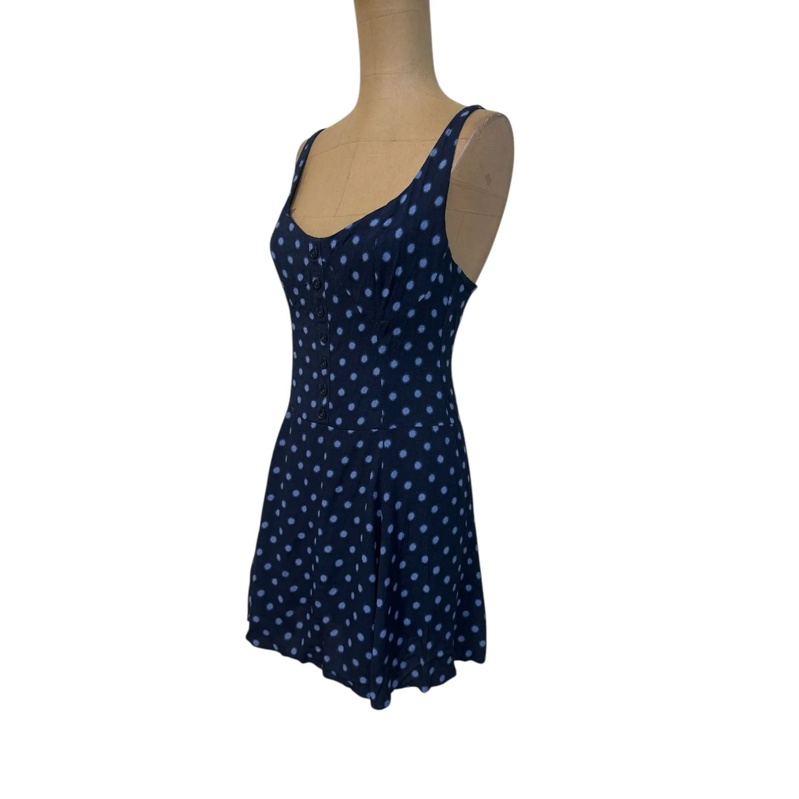 Reformation Mini Dress Valencia Blue Polka Dot A-line Short Lined - Image 5