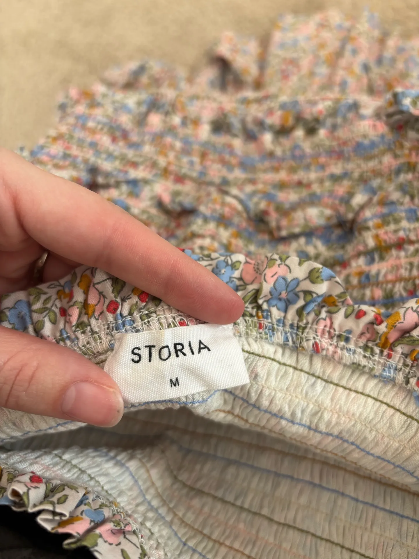 Storia floral smocked mini dress with tie straps and tiered ruffles - Image 11