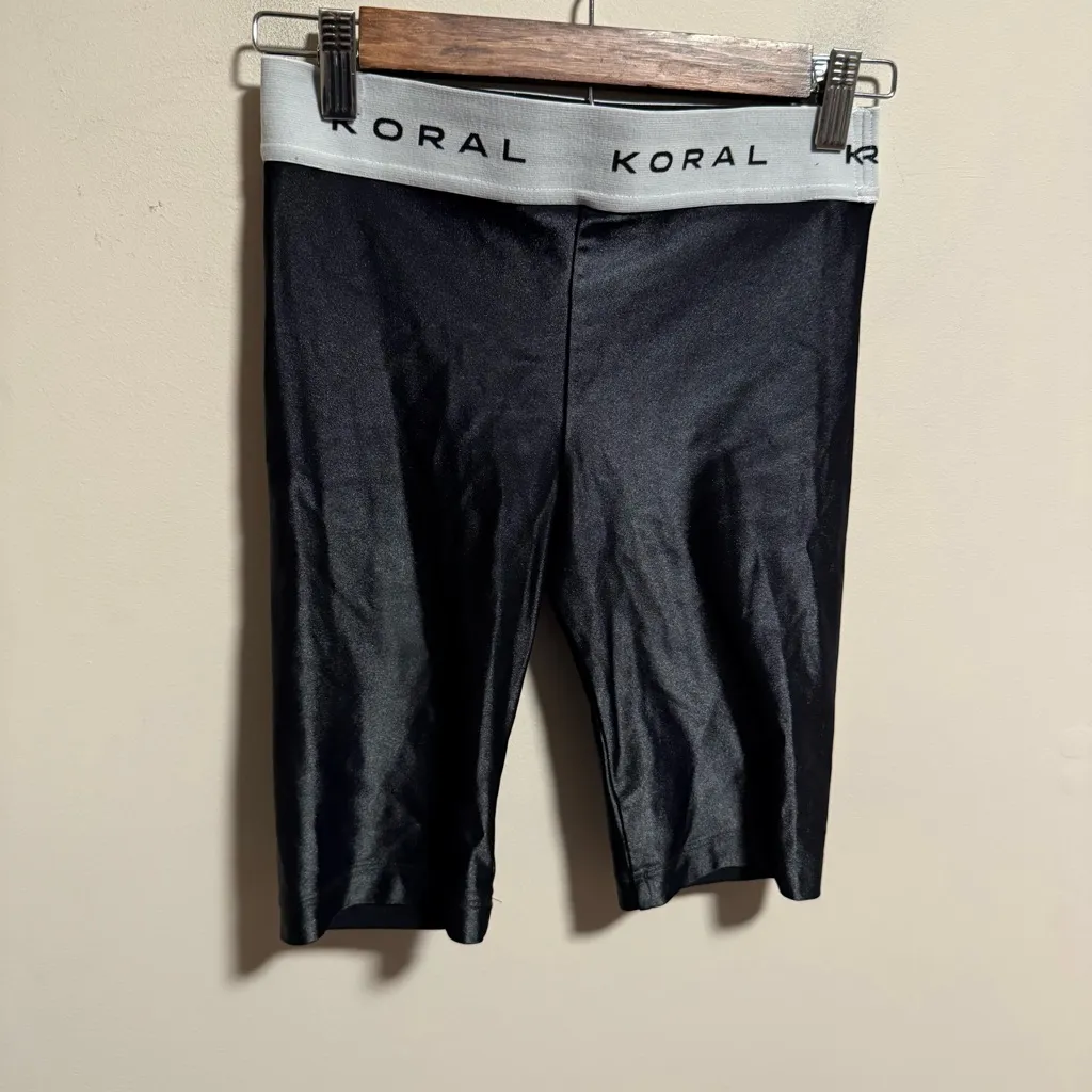 Koral Streamline High Rise Infinity Biker Shorts Black Logo- Size Medium - Image 2
