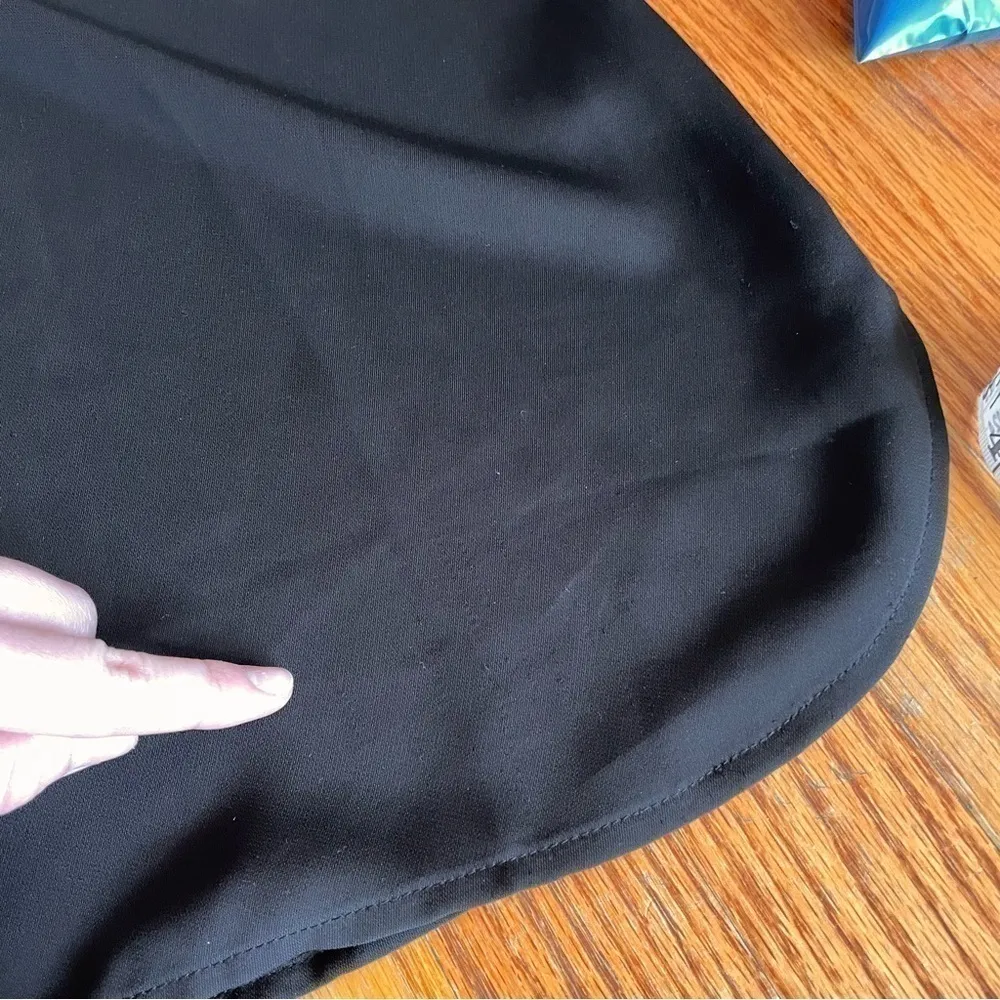 NIC+ZOE NIC ZOE Trimmed Tone Blouse Black Vegan Leather Trim V-Neck Long Sleeve - Image 13