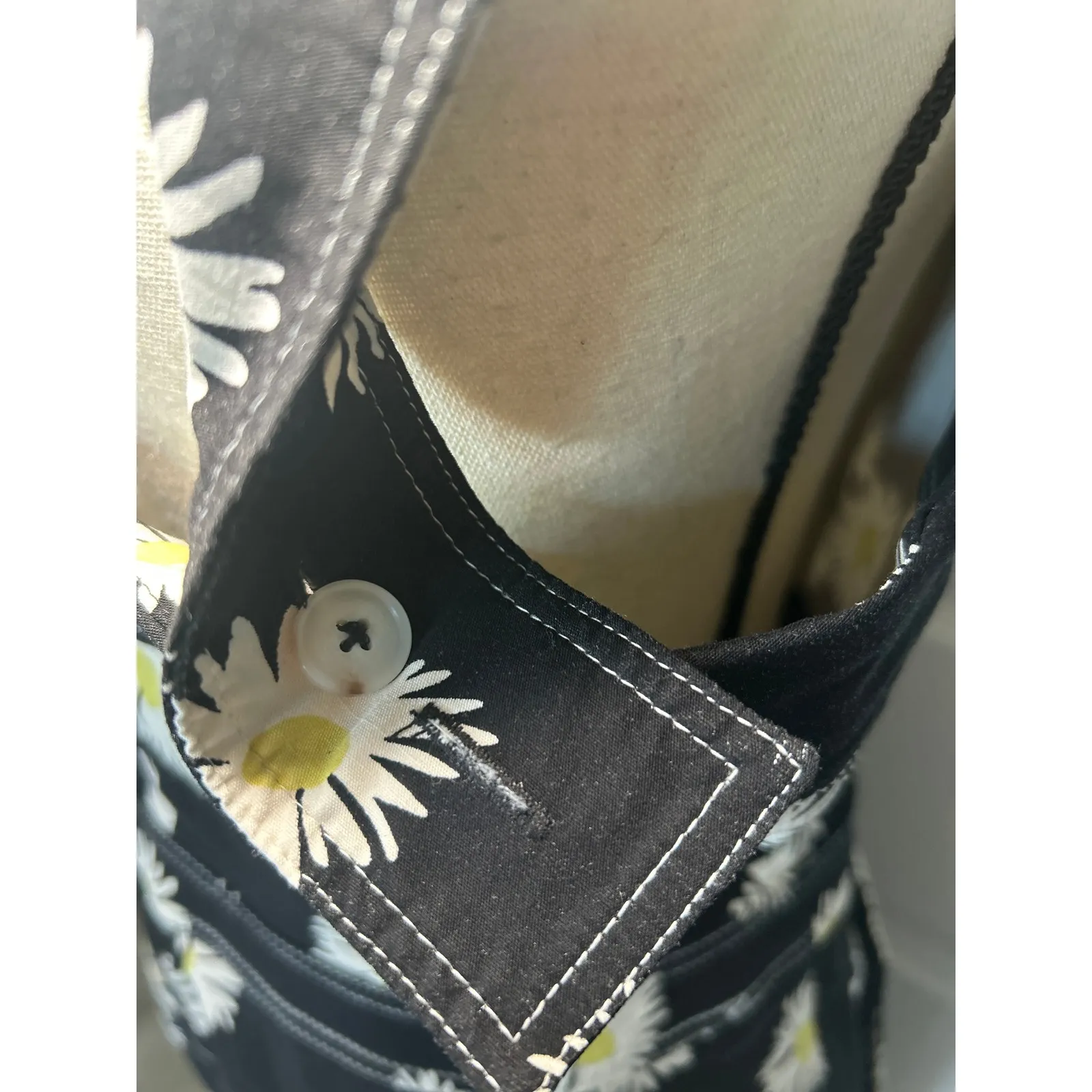 Maeve The Portside Colette Black Daisy Wide Leg Jumpsuit Button Front Size 12P - Image 6