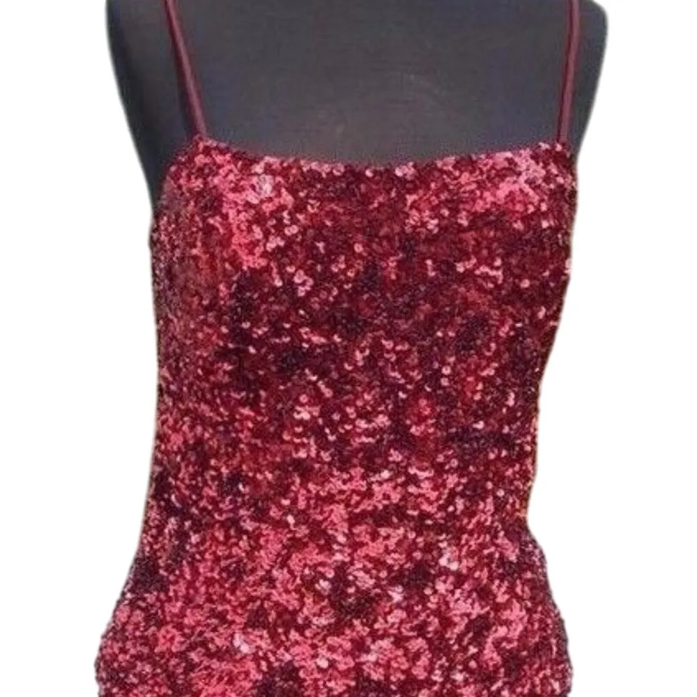 Cache Red Sequin Encrusted Halter Asymmetrical Bustier Event Lined Top $138 NWT - Image 2