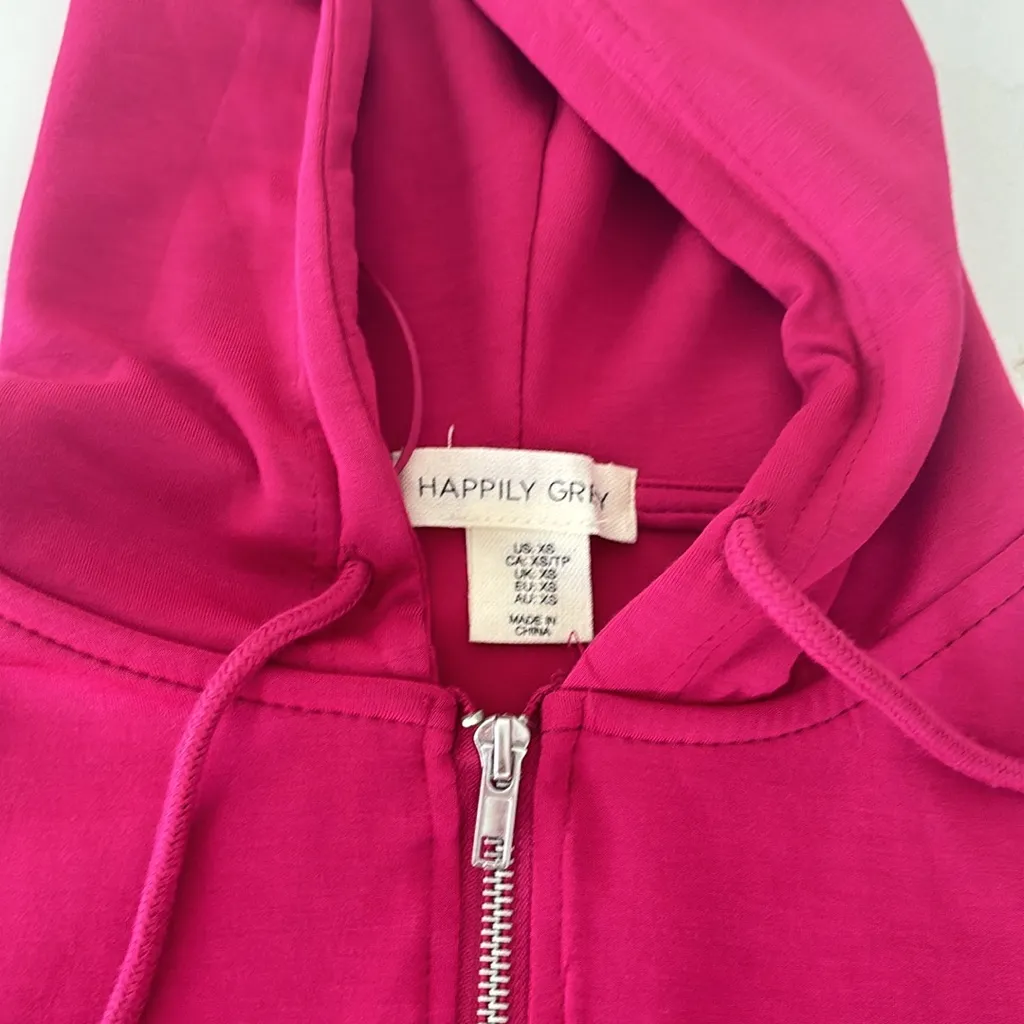 Happily Grey Pink Zip Up Hoodie Size XS - Image 3