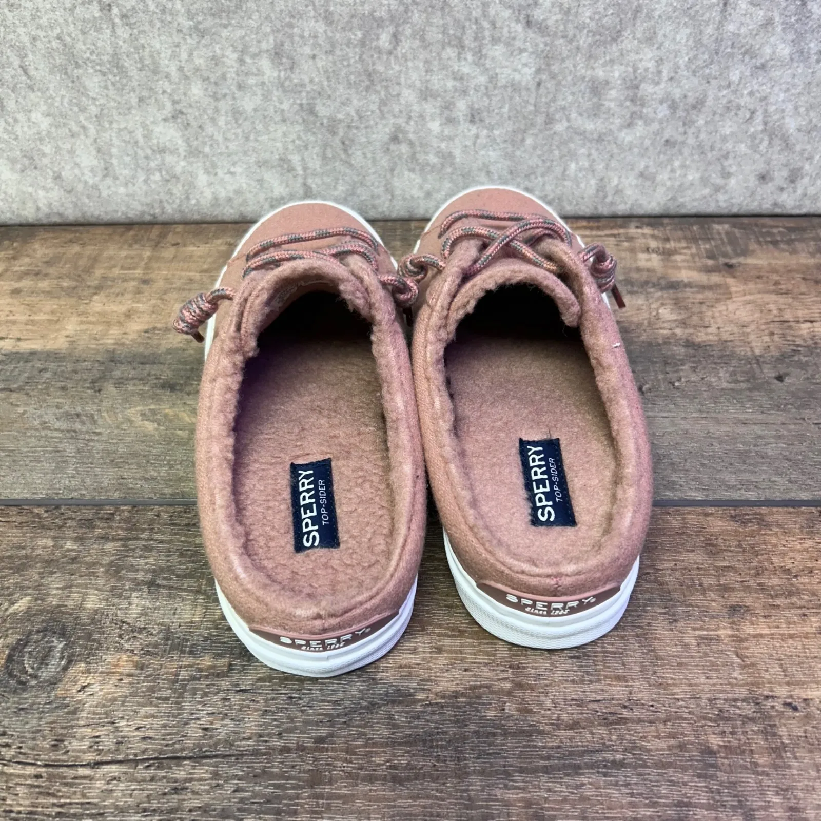 Sperry Top Sider Women's Pink Wool Lined Slip On Sneakers Mule Shoes Sz 8.5 NWOB - Image 4