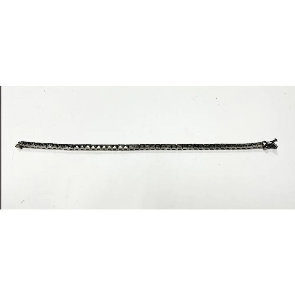 Estate Sterling Silver Marcasite Link Tennis Bracelet, 7 1/4 Marked 925 - Image 6