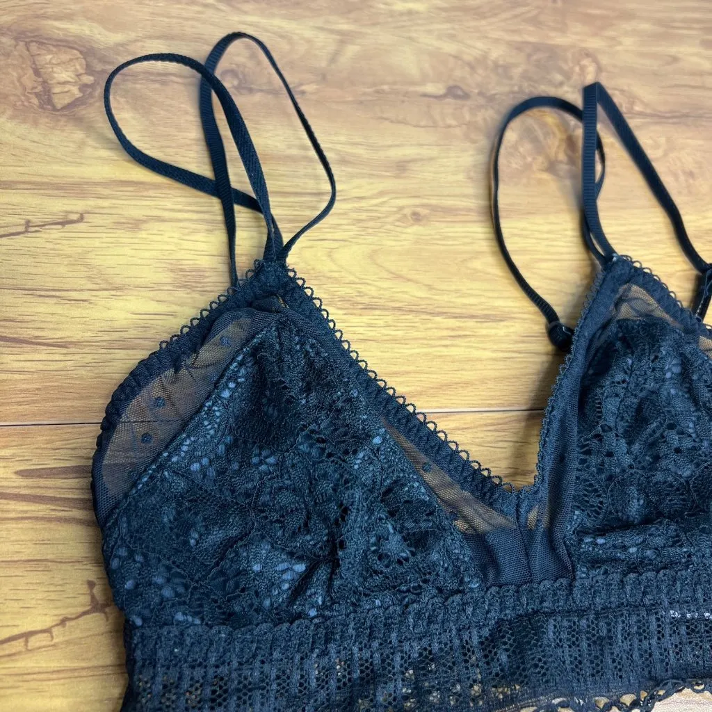 Victoria's Secret Lace Bralette Size XS Black Mesh‎ Detail Adjustable - Image 3