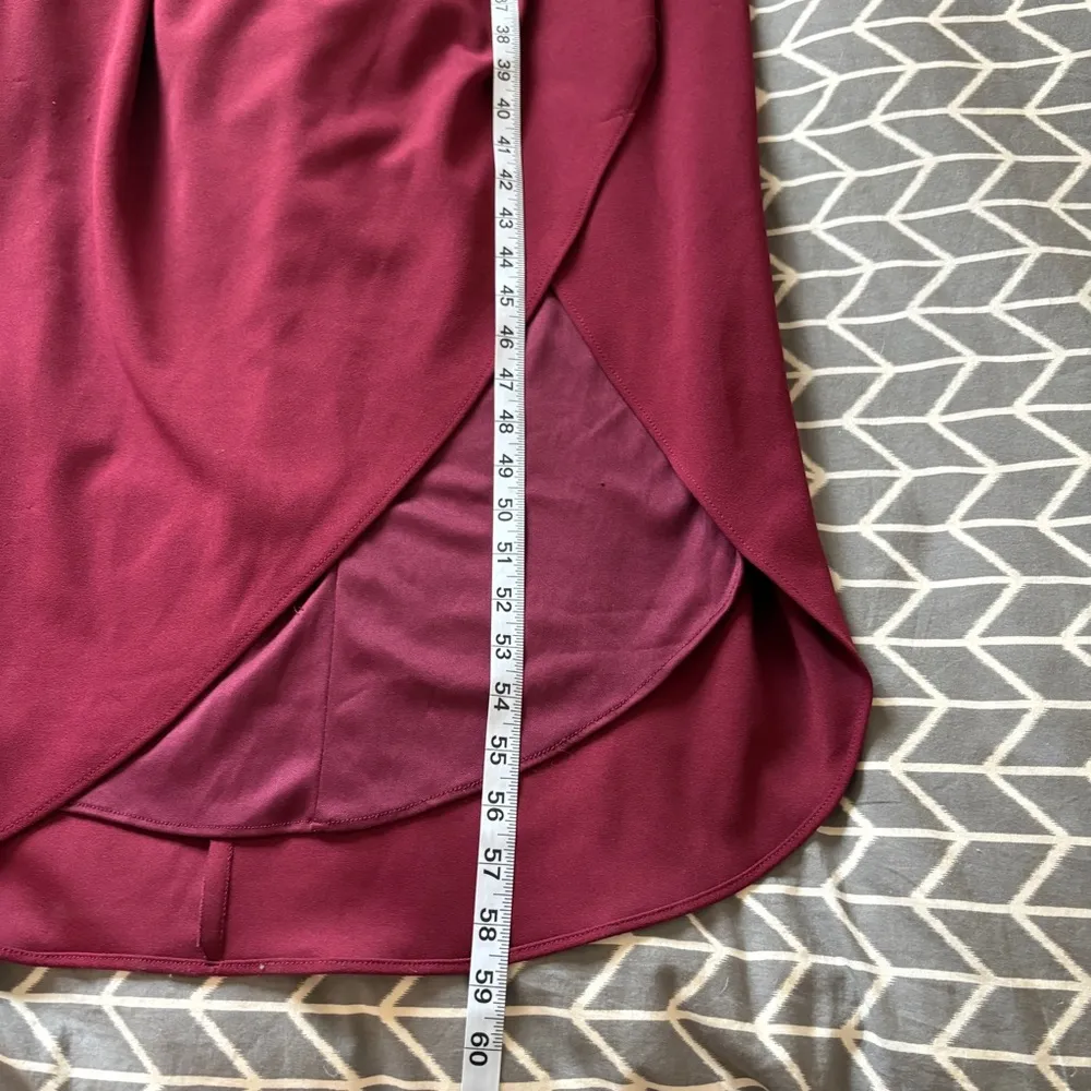 BHLDN Marceau High-Low Crepe Tulip Dress in Bordeaux Red Burgandy Size 12 - Image 16