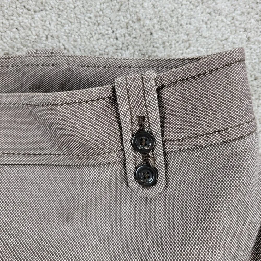 Ann Taylor Womens Dress Pants 12 Brown Textured Wide Leg Career Ankle Trouser - Image 6