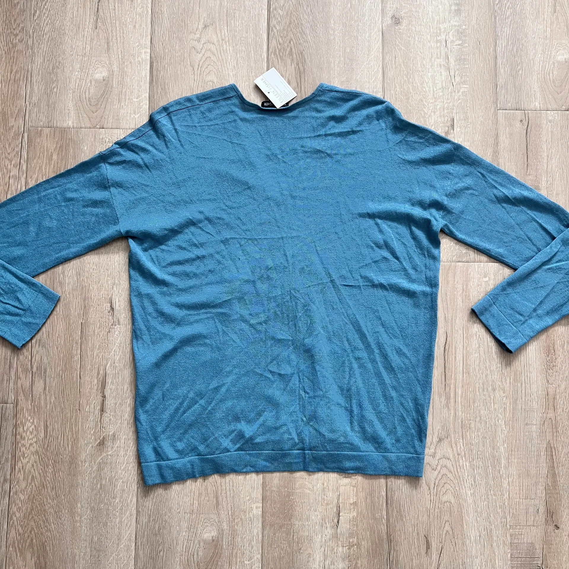 Knit V-Neck Long Sleeve Top Oversized Sweater Blue / Green XS NWT - Image 6