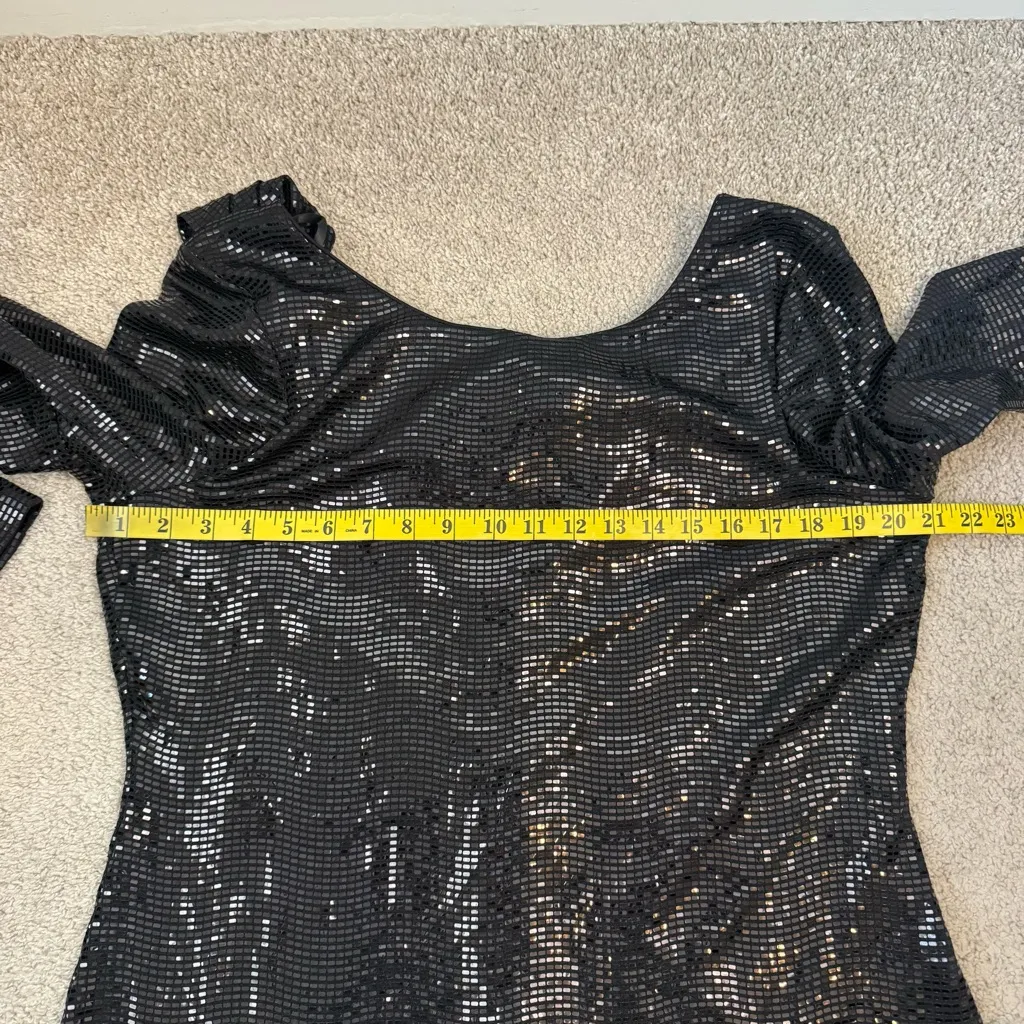 Calvin Klein Cowl Back Long Sleeve Sequin Dress Black 16 - Image 7