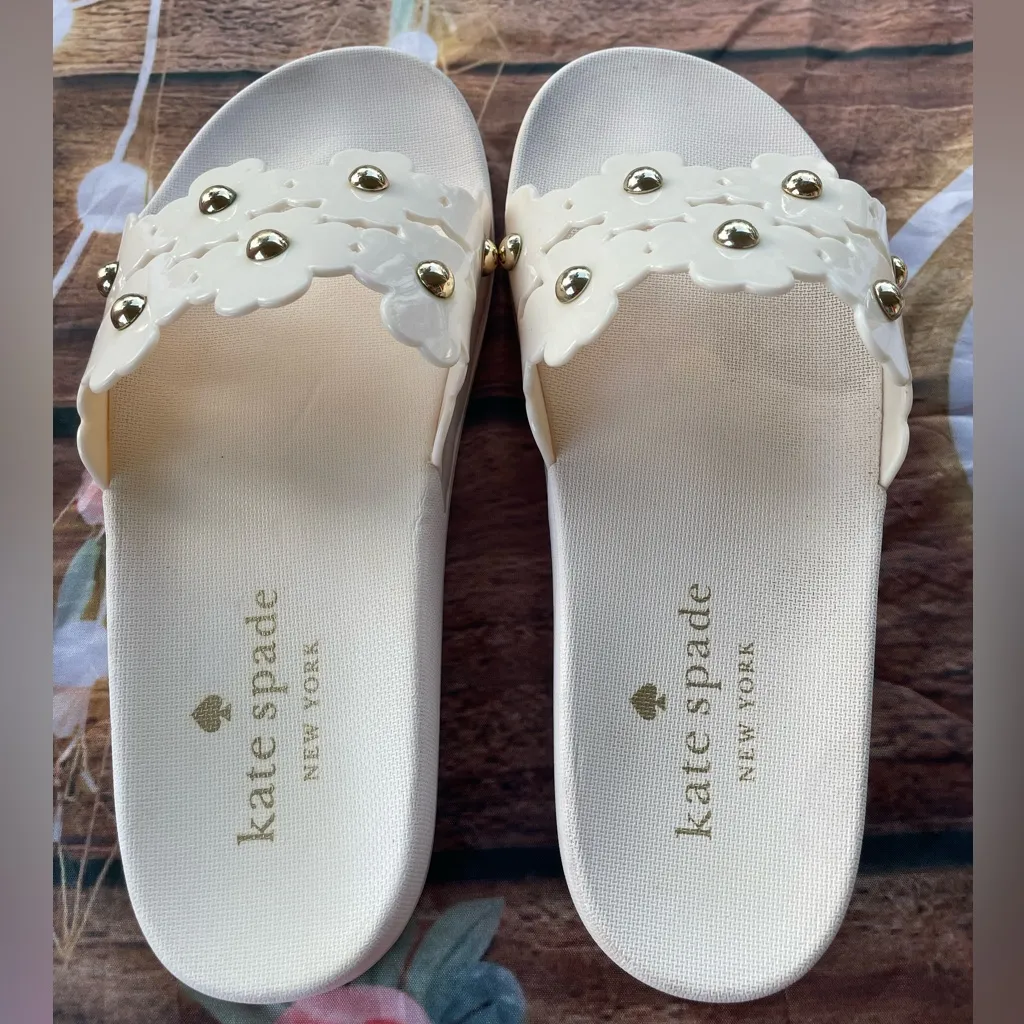 Kate Spade Cream Floral Embellished Sandals - Image 2