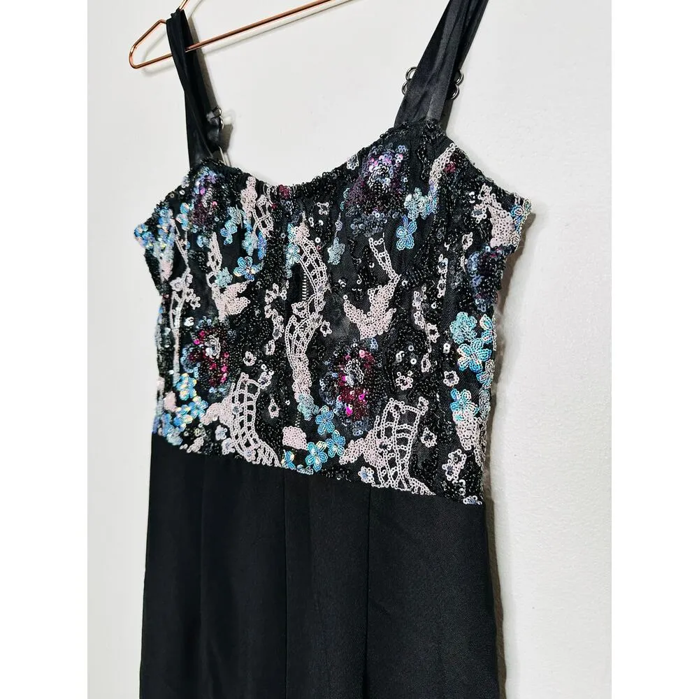 Bronx & Banco Black Sequin Multicolored Sweetheart Neckline Jumpsuit Size S - Image 14