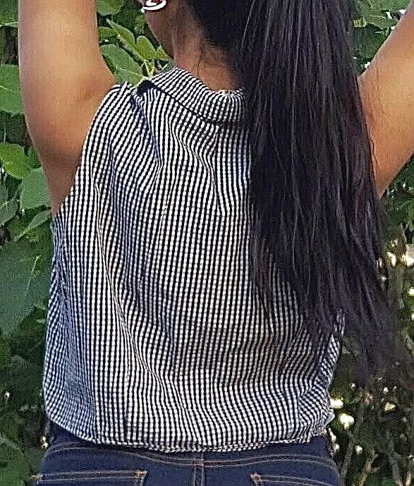 ICE black and white gingham crop top Size M - Image 4