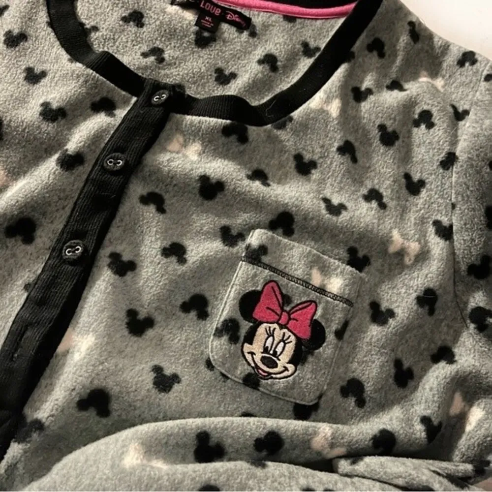 DISNEY Minnie Mouse Blue One Piece Pajamas Lounge Jogger Hem Cinch Waist Size XL - Image 5