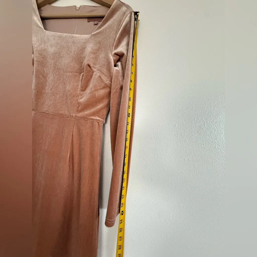 JessaKae wonder velvet dress Elegant Brown midi Long Sleeve size XS Tan - Image 6