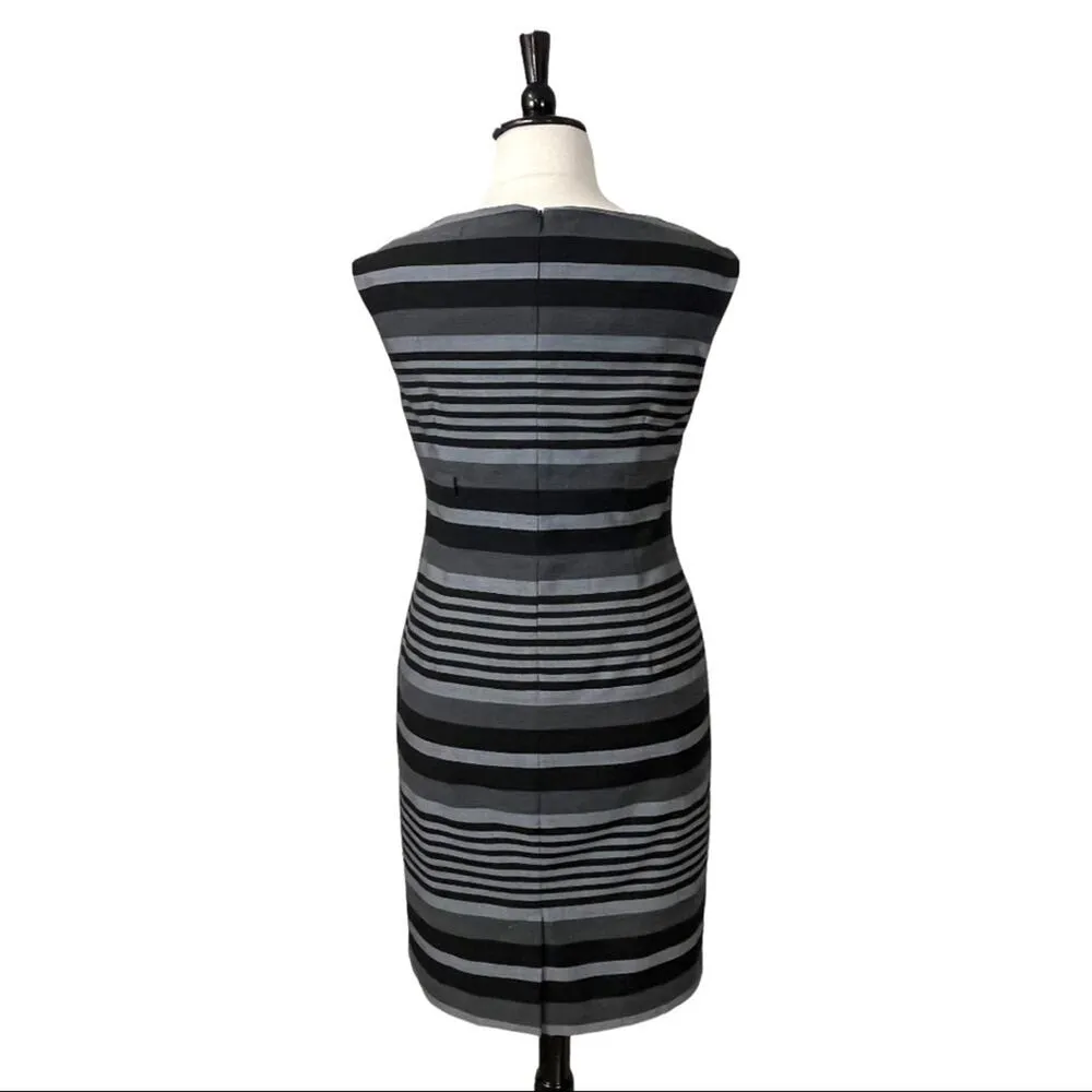Calvin Klein Sheath Dress Sleeveless Black Gray Stripe Women's Size 14 Plus - Image 4