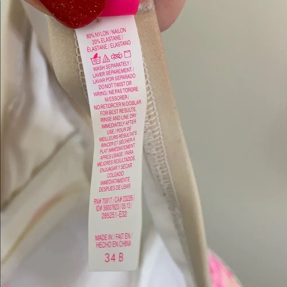 Victoria’s Secret Tan Airbrushed Tropical Flower Strapless Padded Bikini Top - Image 3