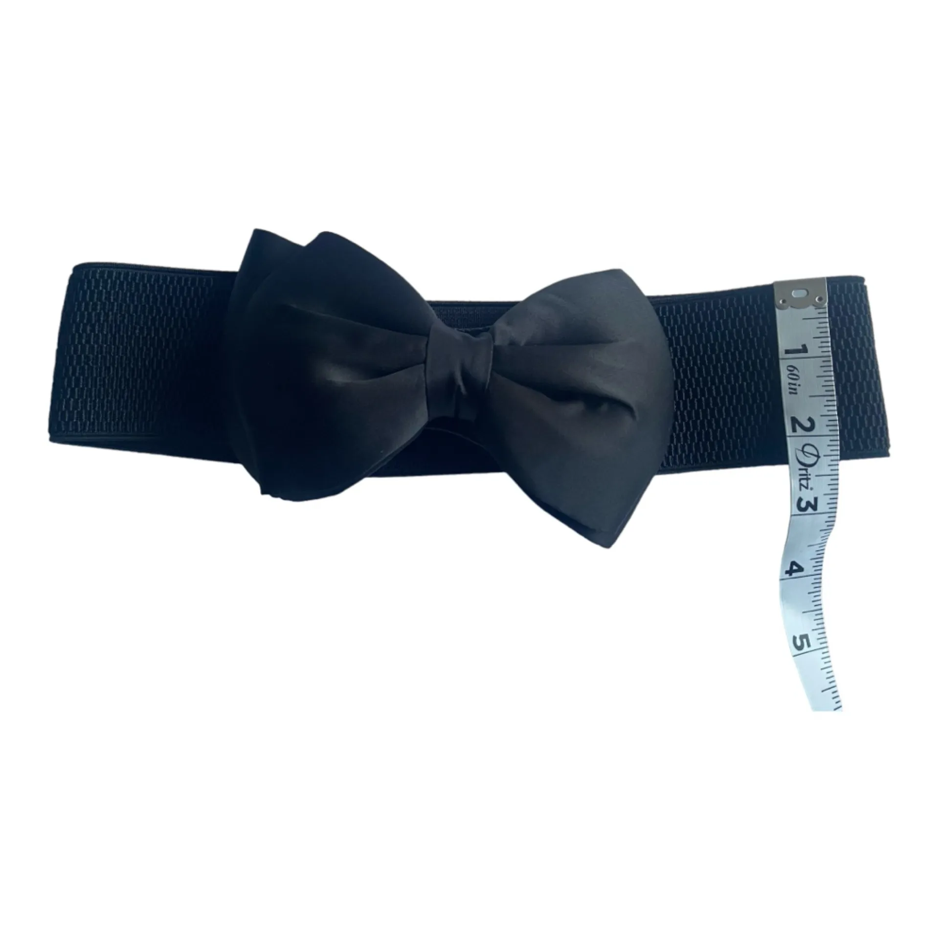 1pc Fashionable Elastic Wide Bowknot Waistband‎ Decorative Belt Size XS Black - Image 12