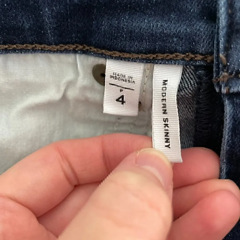 ANN TAYLOR LOFT Outlet Modern Skinny Dark Wash Cotton Blend Jeans PETITE 4 / 4P - Image 6