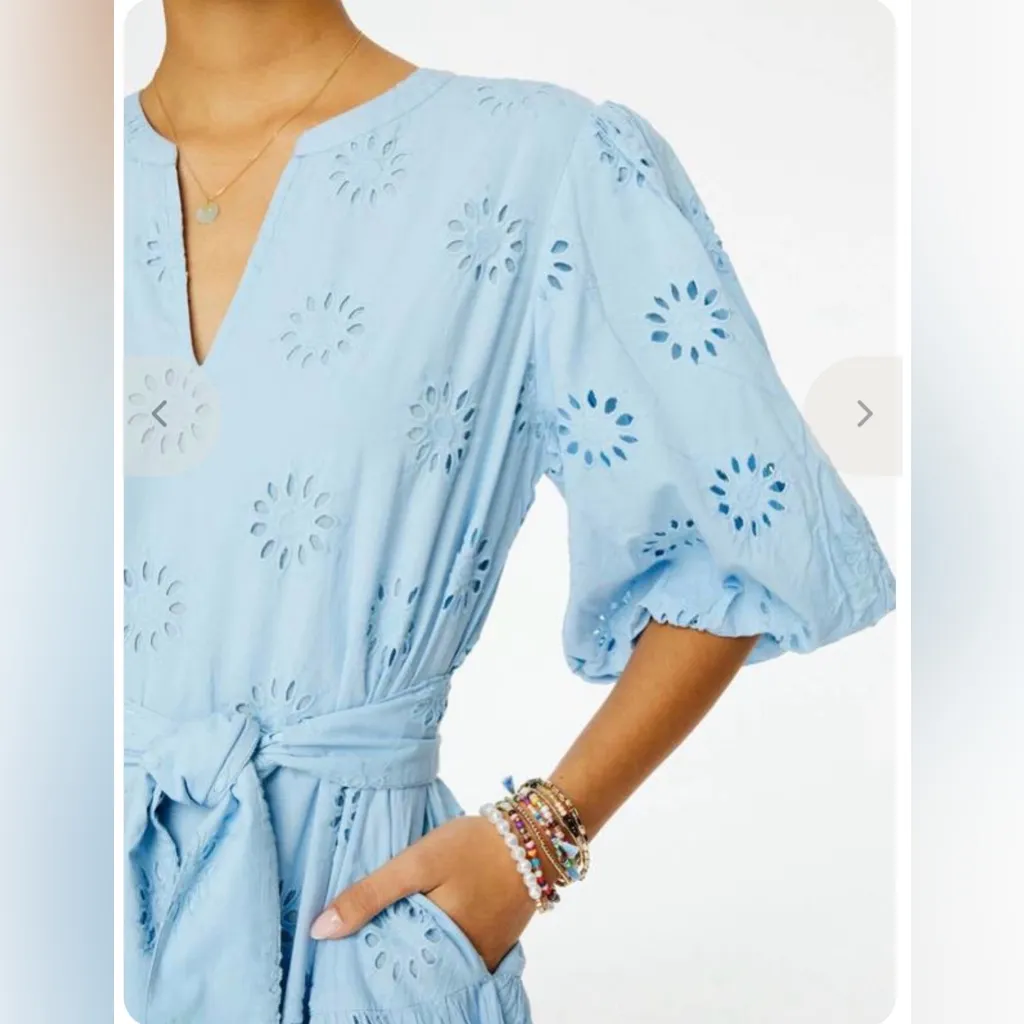 ROLLER RABBIT DRESS MIDI EYELET VALONIA DRESS WOMENS SIZE LARGE - Image 4