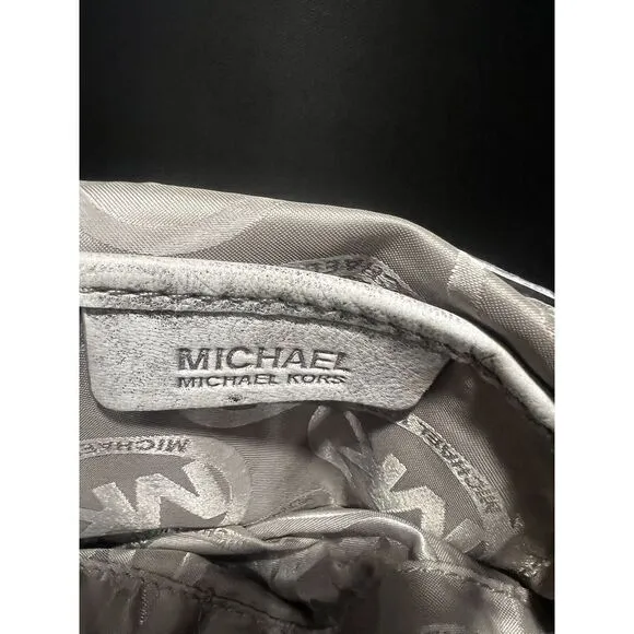 Michael Kors‎ Silver Gray Leather Shoulder Handbag With Dust Bag - Image 12