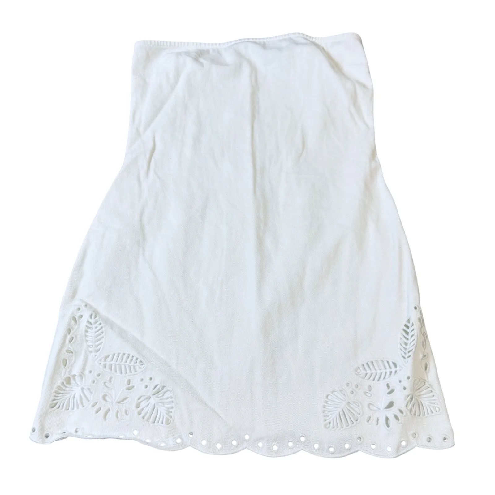 NWT Lulus Size Large Ineth White Denim Strapless Embroidered Mini Dress - Image 3
