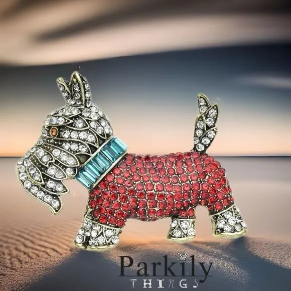 Brooch scotty Scottish Terrier adorned with sparkly crystals - Image 2