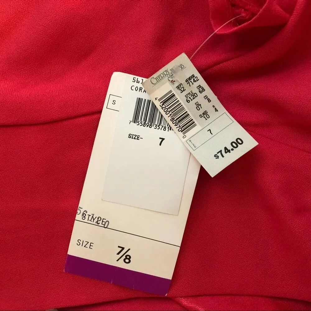 NEW Size 6 7 8 Vintage Coral Pink Bow Dress 80s 90s USA Union Made - Image 5