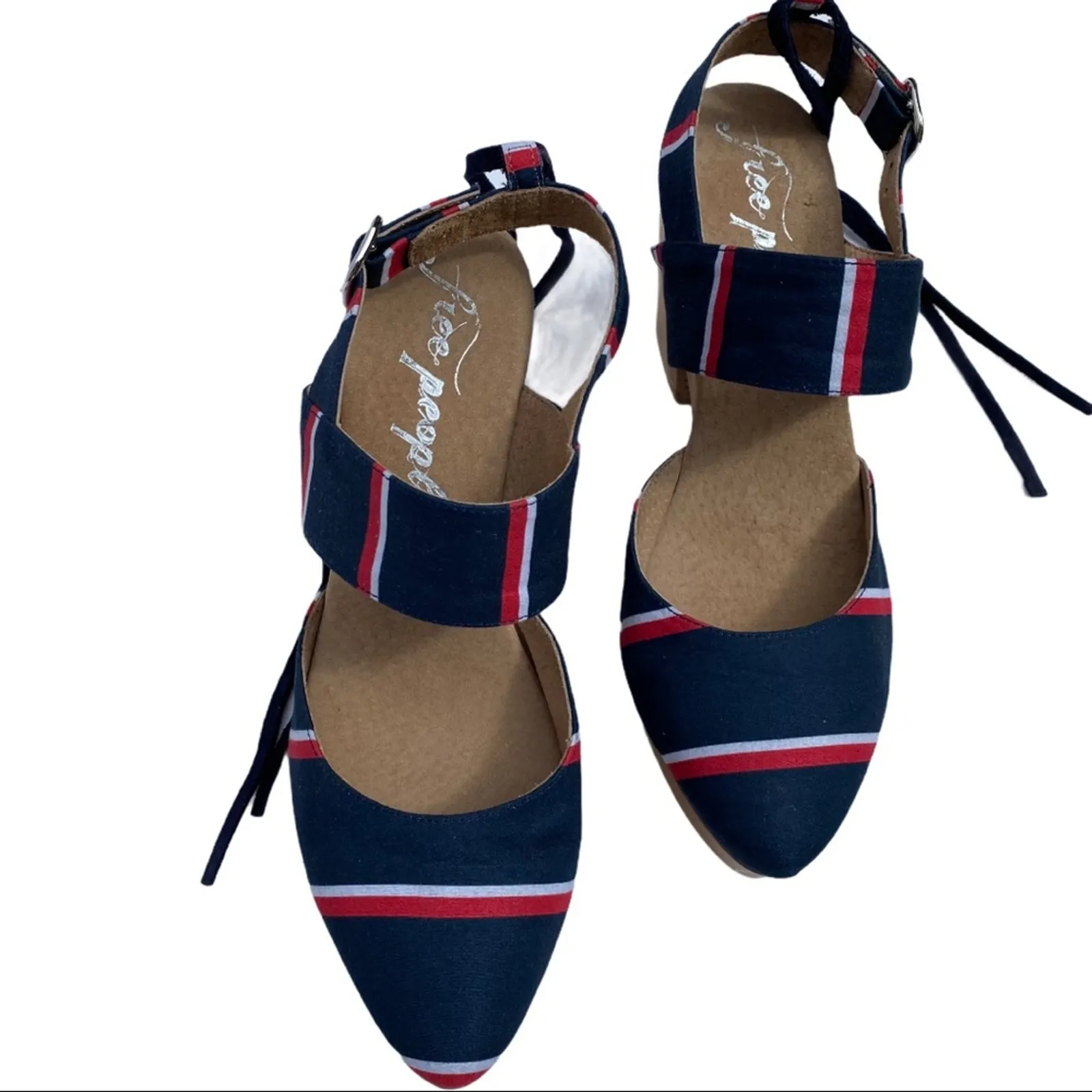 Free People Sandals Clogs 9 Retro Heels Lace up Ankle Boho 70s Festival Monaco - Image 6