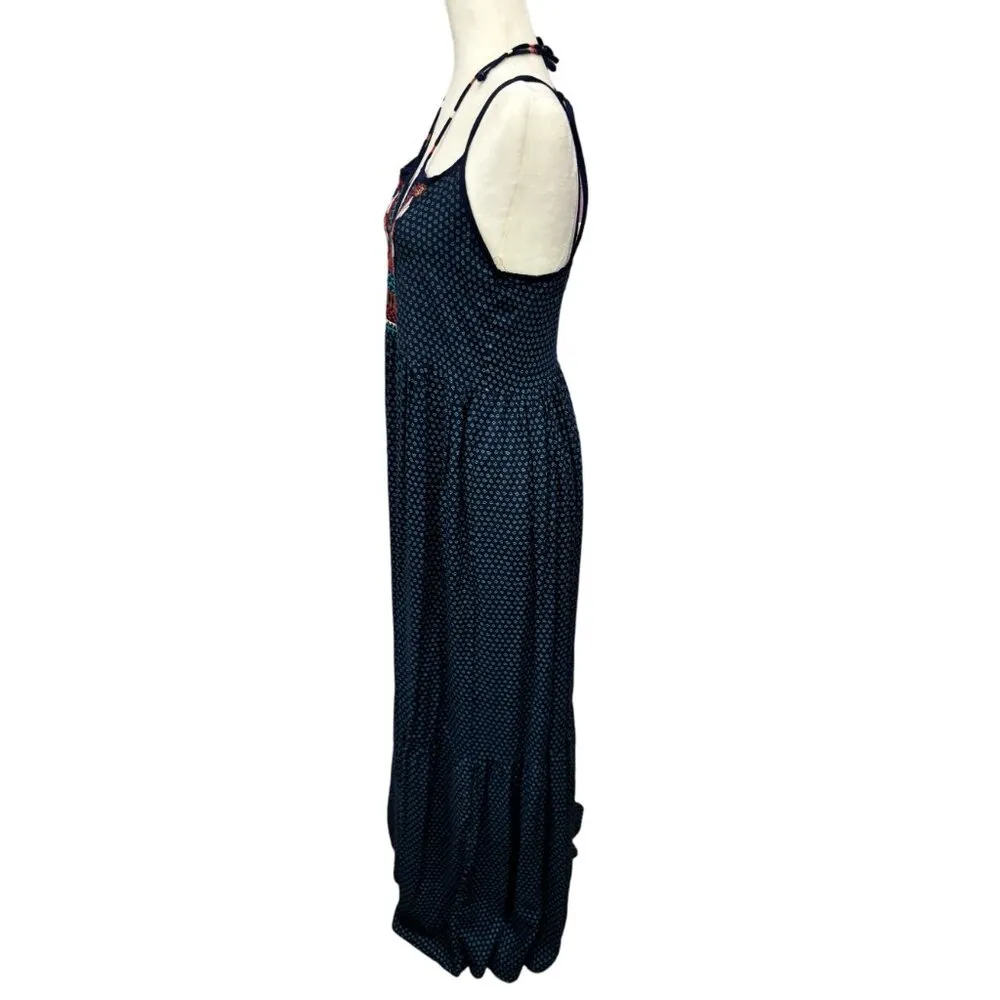 Angie Bohemian Embroidered Maxi Dress Sz Small Spaghetti Straps & Smocked Back - Image 5