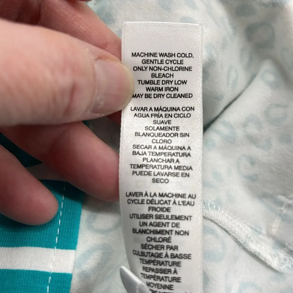 Weekends by Chico’s Turquoise White Leopard Ways Stripe-Trim Zip-Up Jacket - Image 9