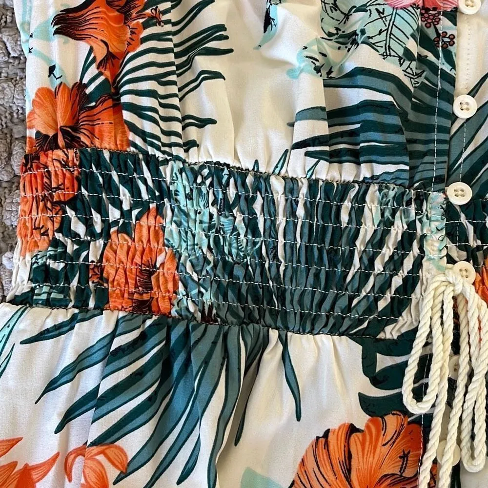 Milumia‎ Women Button Up Floral Print Party Split Flowy Maxi Dress. Size Large. Green - Image 11