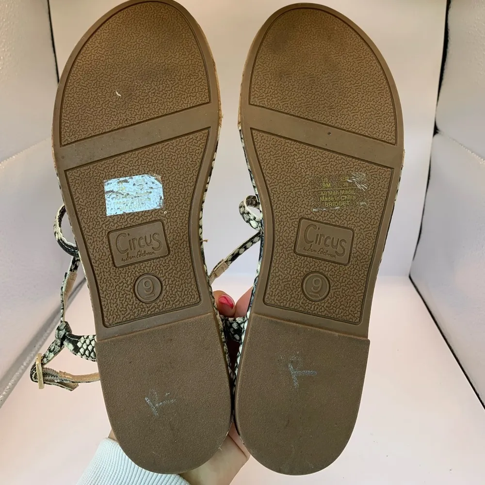 NEW Circus by Sam Edelman Bridget Reptile Snakeskin Strappy Sandals Flats 9 - Image 6